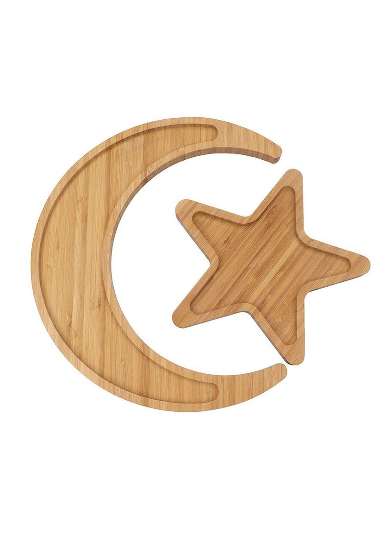 ARNOTEC Ramadan Wooden Serving Tray Moon & Star – Eid Mubarak Decorative Food Platter for Desserts, Dates & Snacks, Islamic Home Table Centerpiece (35 × 33.3 cm) - Image 4